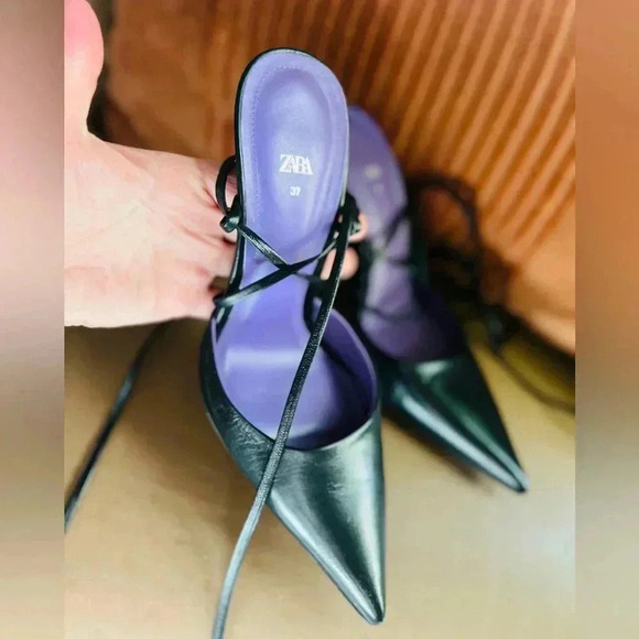 LACE UP HEELED LEATHER SHOES SIZE 6.5 LIKE NEW SMOOTH LEADER SHOES - Picture 7 of 13